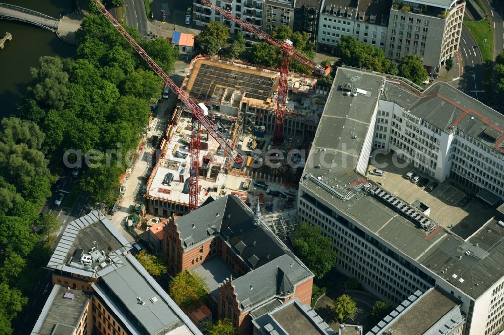 Köln from the bird's eye view: Construction site to build a new office and commercial building Kaiserhof on Erftstrasse in the district Innenstadt in Cologne in the state North Rhine-Westphalia, Germany