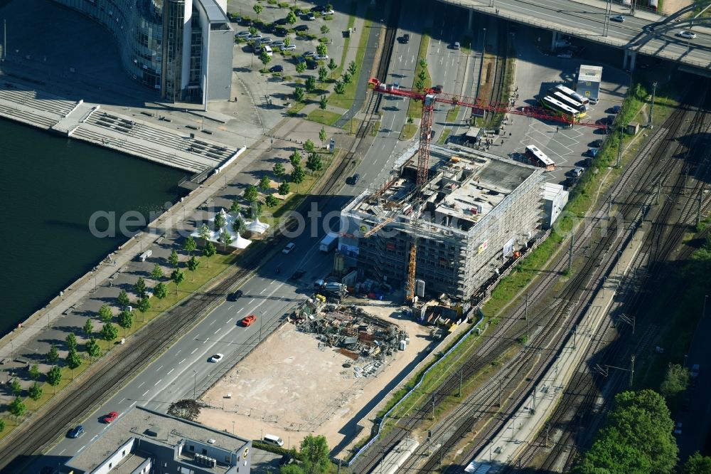 Kiel from above - Construction site to build a new office and commercial building of Barmer GEK on Kaistrasse in Kiel in the state Schleswig-Holstein, Germany