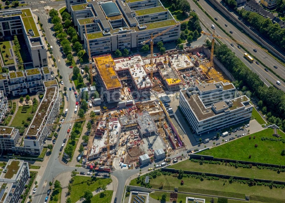 Essen from above - Construction site to build a new office and commercial building at the Messeallee in Essen in North Rhine-Westphalia