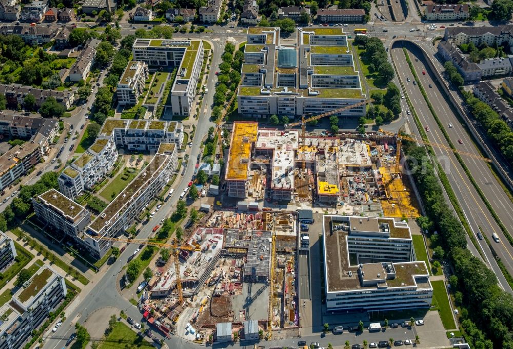 Essen from above - Construction site to build a new office and commercial building at the Messeallee in Essen in North Rhine-Westphalia