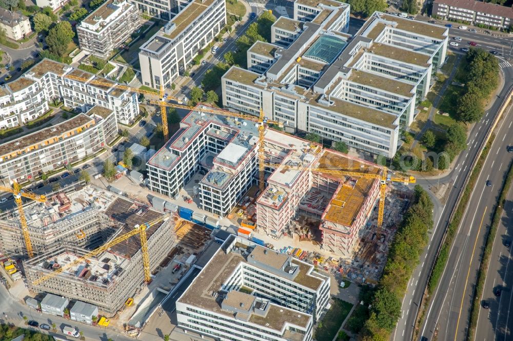 Essen from above - Construction site to build a new office and commercial building Messeallee - Luxemburger Strasse - Strassburger Strasse in Essen in the state North Rhine-Westphalia