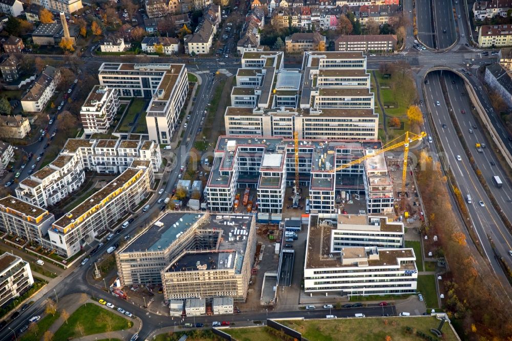 Aerial photograph Essen - Construction site to build a new office and commercial building Messeallee - Luxemburger Strasse - Strassburger Strasse in Essen in the state North Rhine-Westphalia