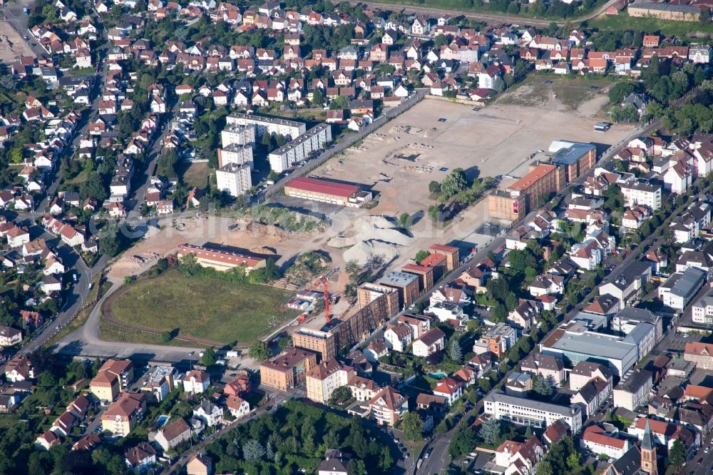 Haguenau from the bird's eye view: Construction site to build a new office and commercial building Mission Locale d'Alsace du Nord in Haguenau in Grand Est, France