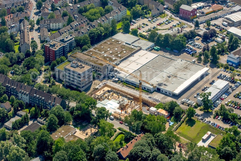 Aerial image Essen - Construction site to build a new office and commercial building of NOWEDA eG pharmacists association at the Heinrich Strunk- street in Essen in North Rhine-Westphalia