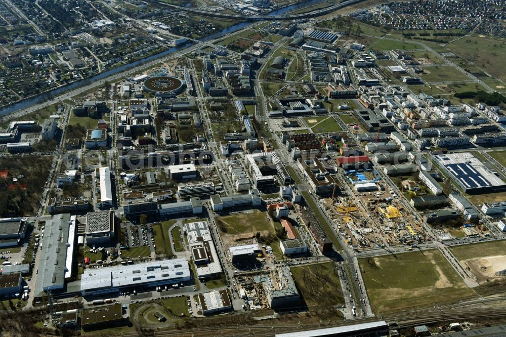 Aerial photograph Berlin - Construction site to build a new office and commercial building NUBIS on Franz-Ehrlich-Strasse corner Ernst-Augustin-Strasse in the district Bezirk Treptow-Koepenick in Berlin