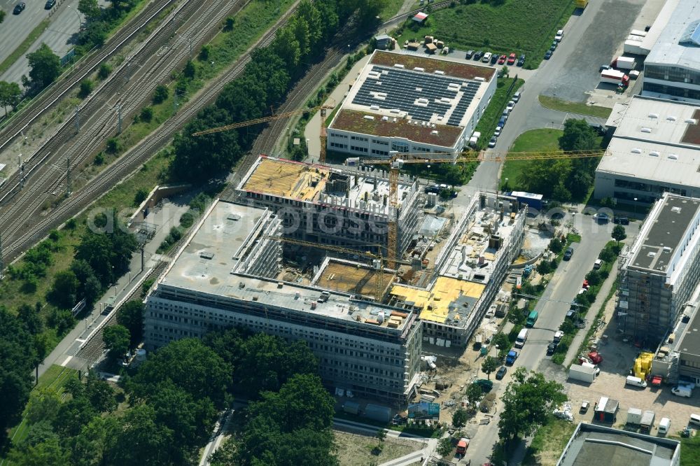 Aerial image Berlin - Construction site to build a new office and commercial building NUBIS on Franz-Ehrlich-Strasse corner Ernst-Augustin-Strasse in the district Bezirk Treptow-Koepenick in Berlin