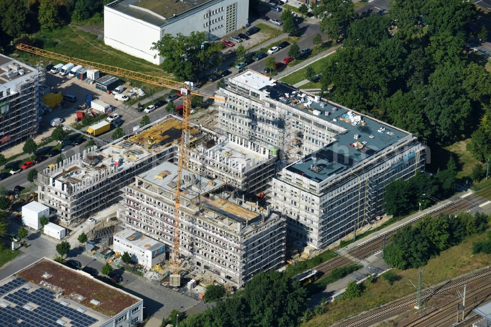 Aerial photograph Berlin - Construction site to build a new office and commercial building NUBIS on Franz-Ehrlich-Strasse corner Ernst-Augustin-Strasse in the district Bezirk Treptow-Koepenick in Berlin