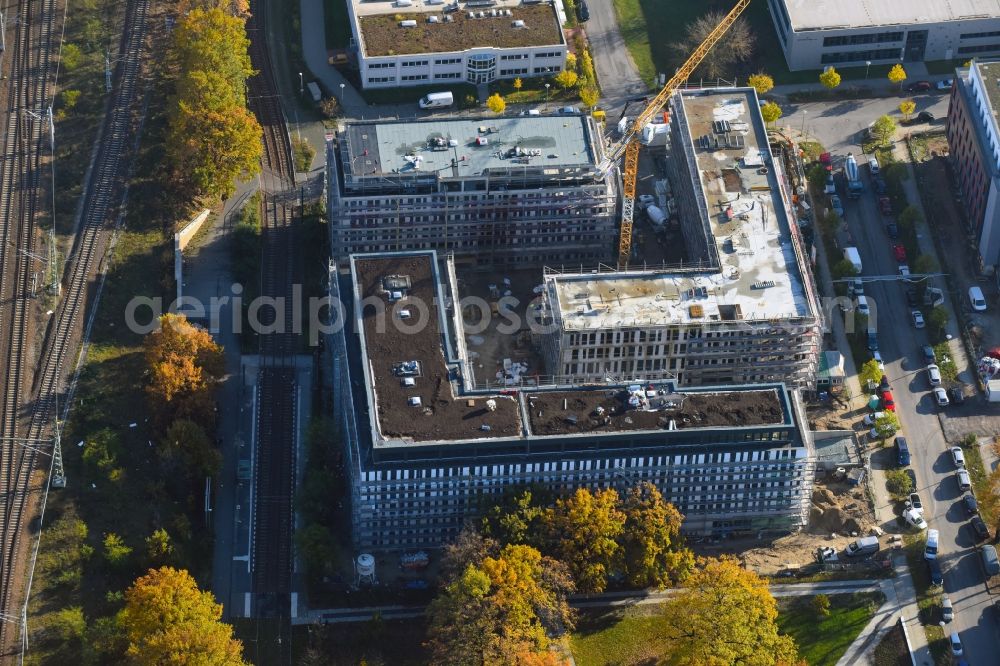 Aerial photograph Berlin - Construction site to build a new office and commercial building NUBIS on Franz-Ehrlich-Strasse corner Ernst-Augustin-Strasse in the district Bezirk Treptow-Koepenick in Berlin