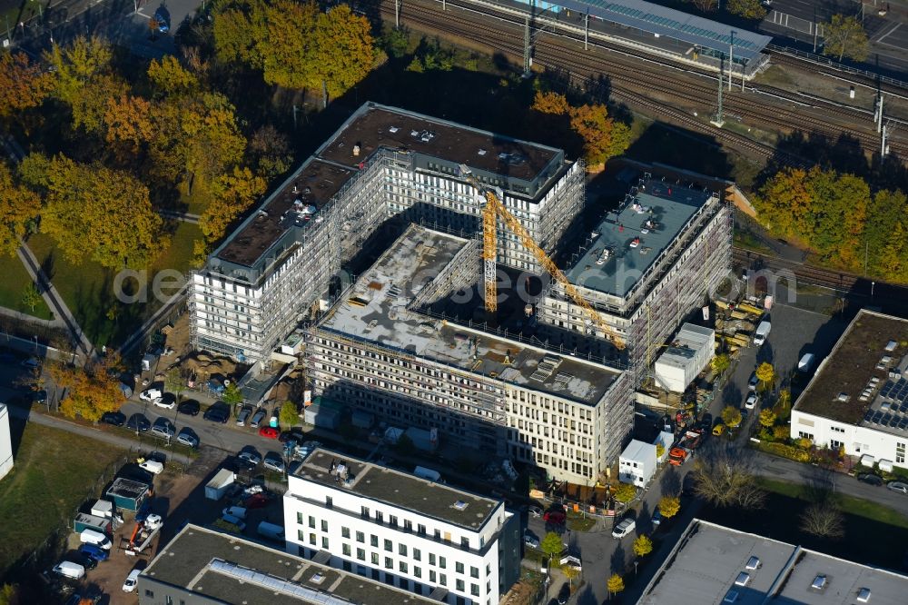 Aerial photograph Berlin - Construction site to build a new office and commercial building NUBIS on Franz-Ehrlich-Strasse corner Ernst-Augustin-Strasse in the district Bezirk Treptow-Koepenick in Berlin