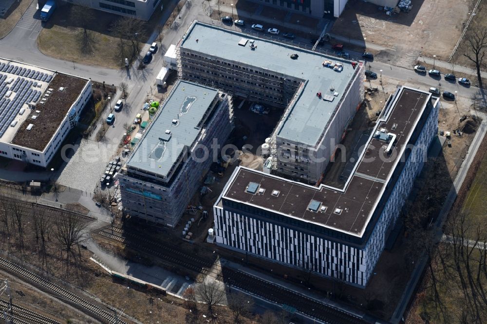 Aerial photograph Berlin - Construction site to build a new office and commercial building NUBIS on Franz-Ehrlich-Strasse corner Ernst-Augustin-Strasse in the district Bezirk Treptow-Koepenick in Berlin