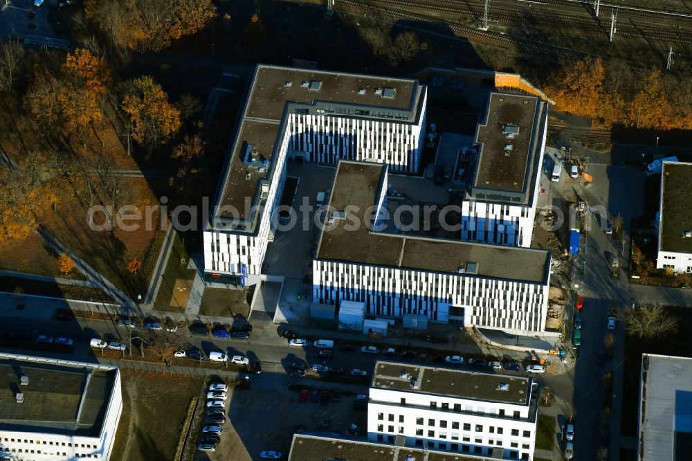 Aerial photograph Berlin - Construction site to build a new office and commercial building NUBIS on Franz-Ehrlich-Strasse corner Ernst-Augustin-Strasse in the district Bezirk Treptow-Koepenick in Berlin