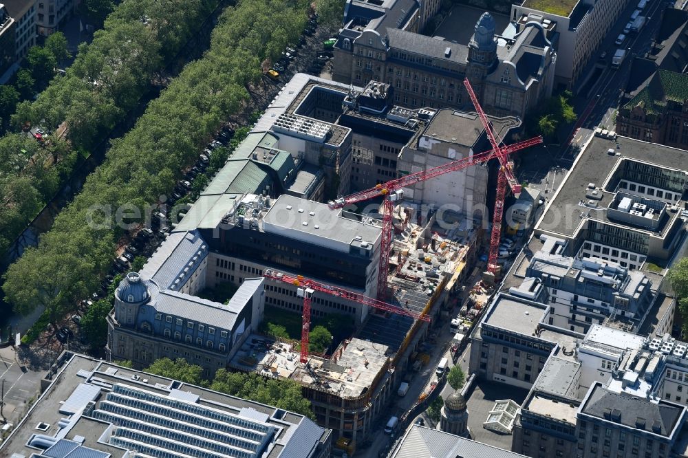 Düsseldorf from the bird's eye view: Construction site to build a new office and commercial building KOe-QUARTIER on Koenigsallee - Breite Strasse in Duesseldorf in the state North Rhine-Westphalia, Germany