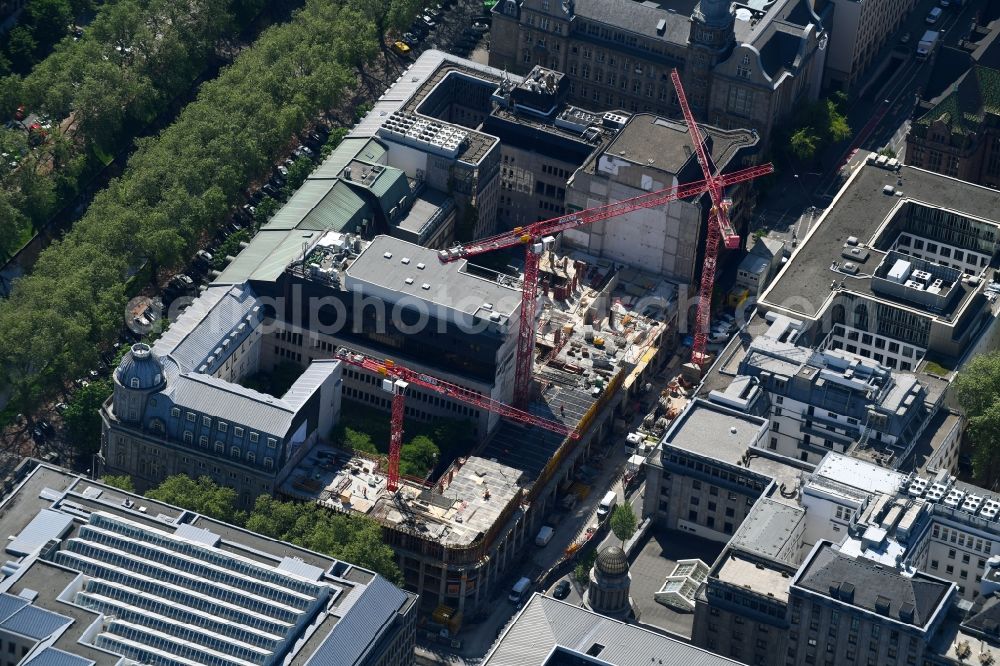 Aerial image Düsseldorf - Construction site to build a new office and commercial building KOe-QUARTIER on Koenigsallee - Breite Strasse in Duesseldorf in the state North Rhine-Westphalia, Germany