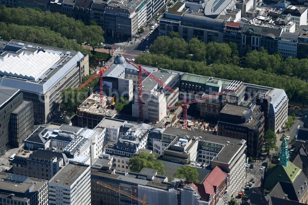 Aerial photograph Düsseldorf - Construction site to build a new office and commercial building KOe-QUARTIER on Koenigsallee - Breite Strasse in Duesseldorf in the state North Rhine-Westphalia, Germany