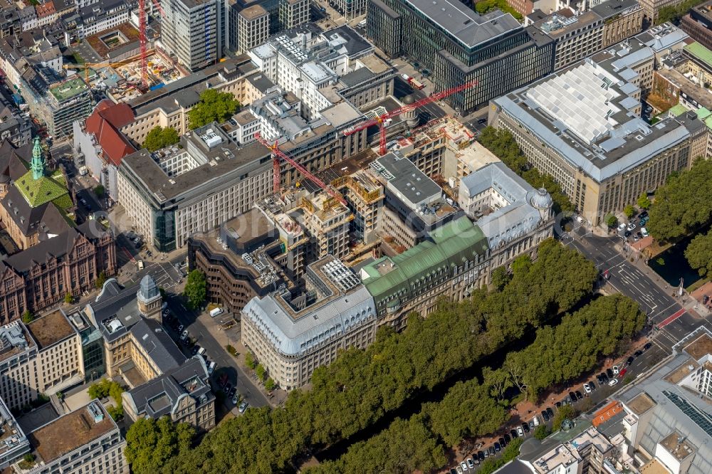 Düsseldorf from above - Construction site to build a new office and commercial building KOe-QUARTIER on Koenigsallee - Breite Strasse in Duesseldorf in the state North Rhine-Westphalia, Germany