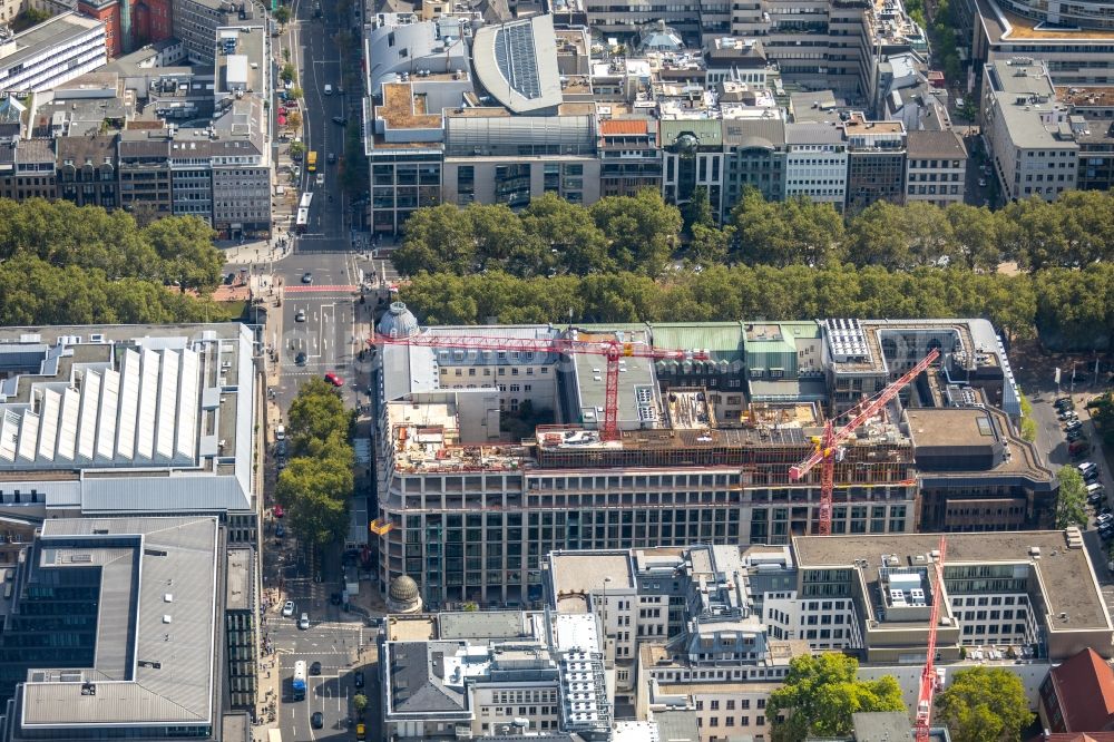 Düsseldorf from above - Construction site to build a new office and commercial building KOe-QUARTIER on Koenigsallee - Breite Strasse in Duesseldorf in the state North Rhine-Westphalia, Germany