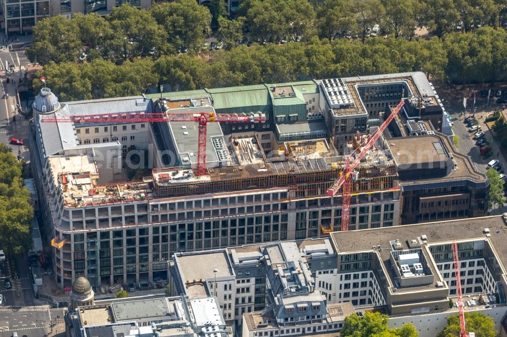 Aerial image Düsseldorf - Construction site to build a new office and commercial building KOe-QUARTIER on Koenigsallee - Breite Strasse in Duesseldorf in the state North Rhine-Westphalia, Germany