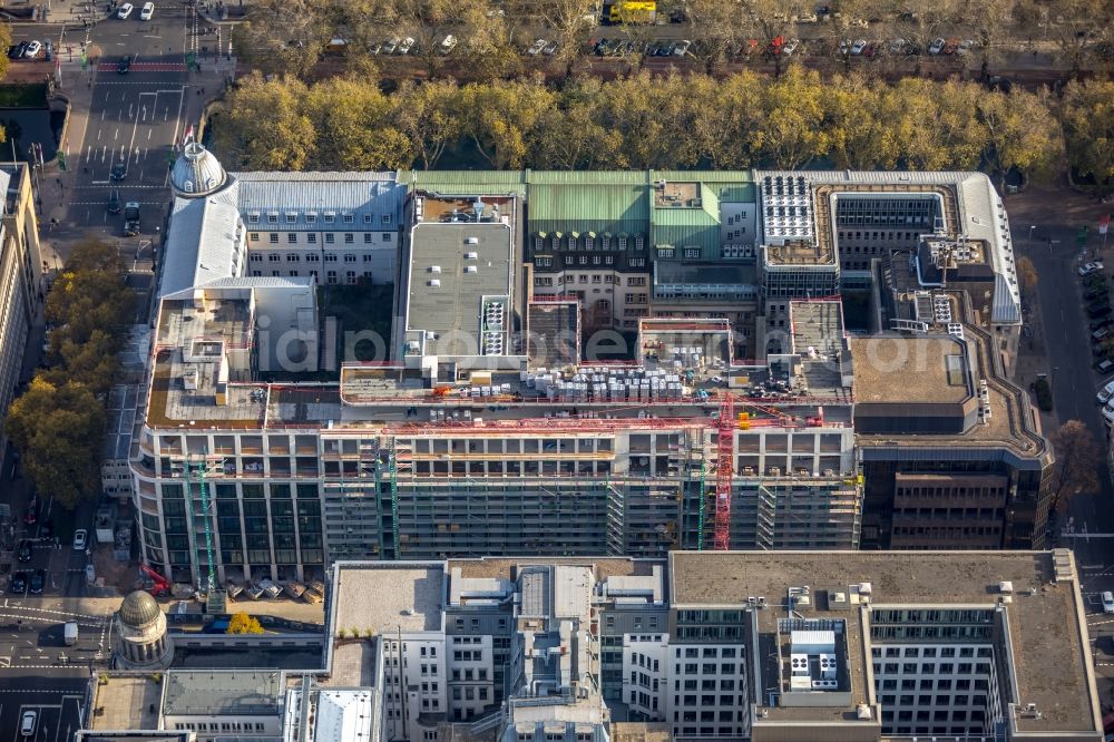 Aerial image Düsseldorf - Construction site to build a new office and commercial building KOe-QUARTIER on Koenigsallee - Breite Strasse in Duesseldorf in the state North Rhine-Westphalia, Germany