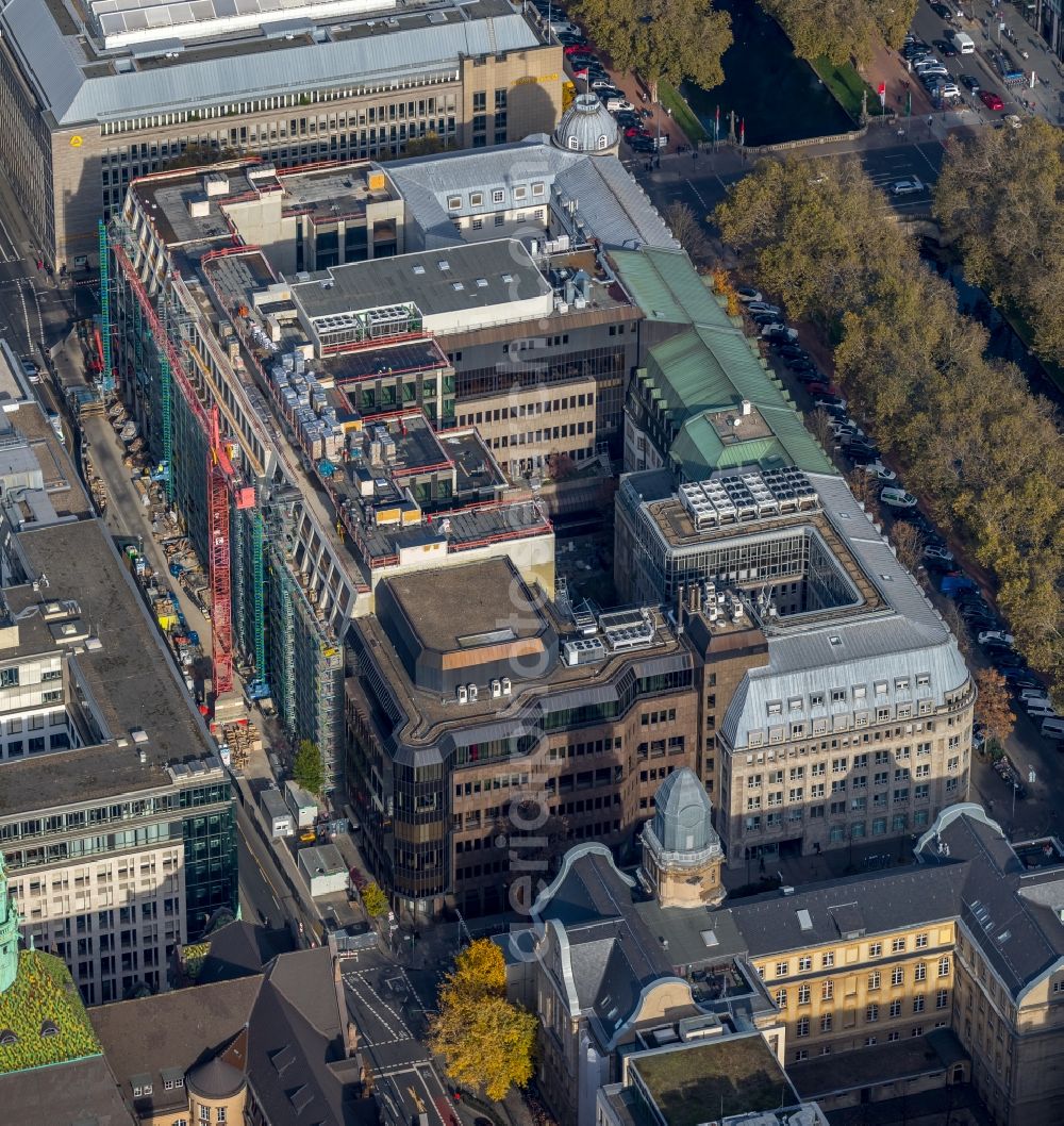 Aerial photograph Düsseldorf - Construction site to build a new office and commercial building KOe-QUARTIER on Koenigsallee - Breite Strasse in Duesseldorf in the state North Rhine-Westphalia, Germany