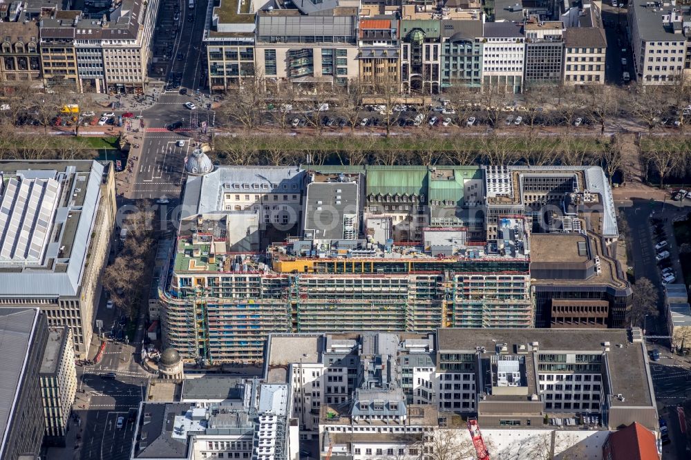 Aerial image Düsseldorf - Construction site to build a new office and commercial building KOe-QUARTIER on Koenigsallee - Breite Strasse in Duesseldorf in the state North Rhine-Westphalia, Germany