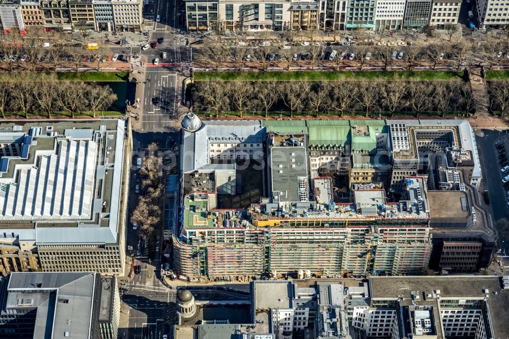 Aerial photograph Düsseldorf - Construction site to build a new office and commercial building KOe-QUARTIER on Koenigsallee - Breite Strasse in Duesseldorf in the state North Rhine-Westphalia, Germany