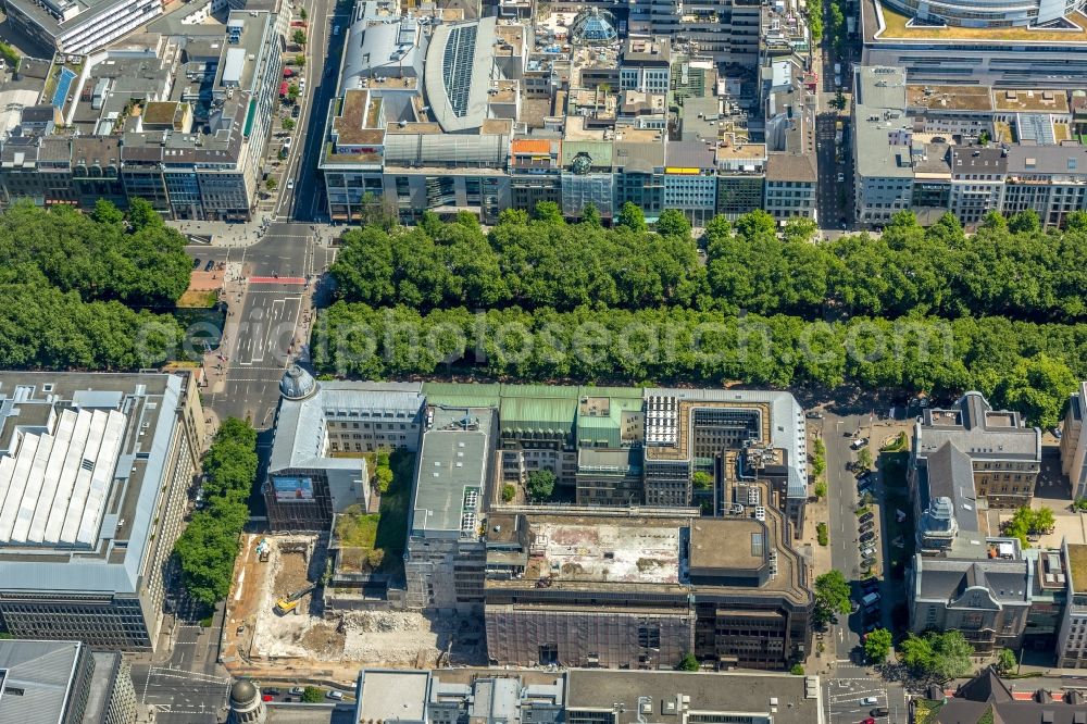 Aerial image Düsseldorf - Construction site to build a new office and commercial building KOe-QUARTIER on Koenigsallee - Breite Strasse in Duesseldorf in the state North Rhine-Westphalia, Germany