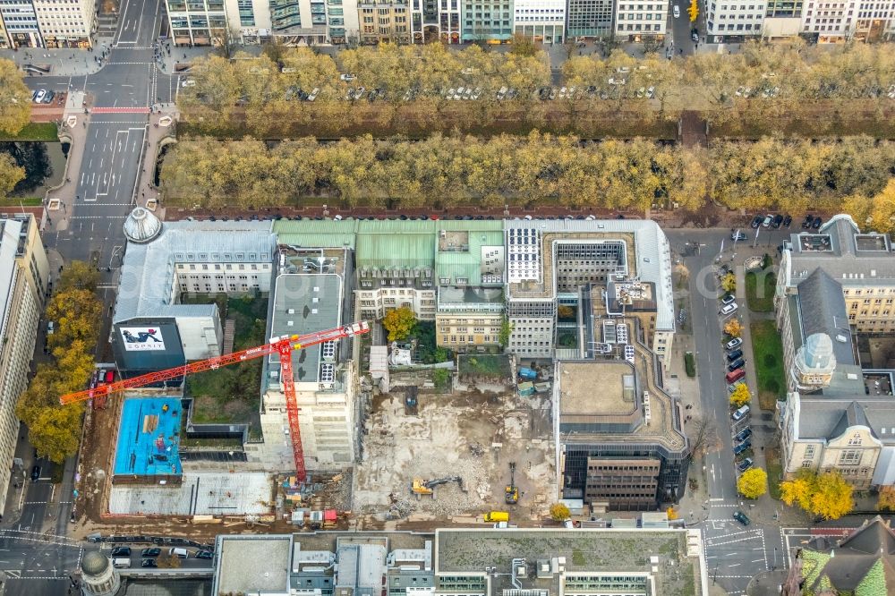 Aerial image Düsseldorf - Construction site to build a new office and commercial building KOe-QUARTIER on Koenigsallee - Breite Strasse in Duesseldorf in the state North Rhine-Westphalia, Germany