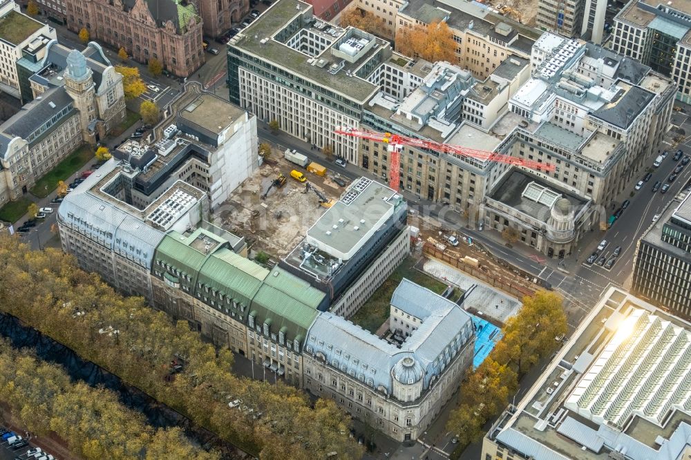 Düsseldorf from above - Construction site to build a new office and commercial building KOe-QUARTIER on Koenigsallee - Breite Strasse in Duesseldorf in the state North Rhine-Westphalia, Germany