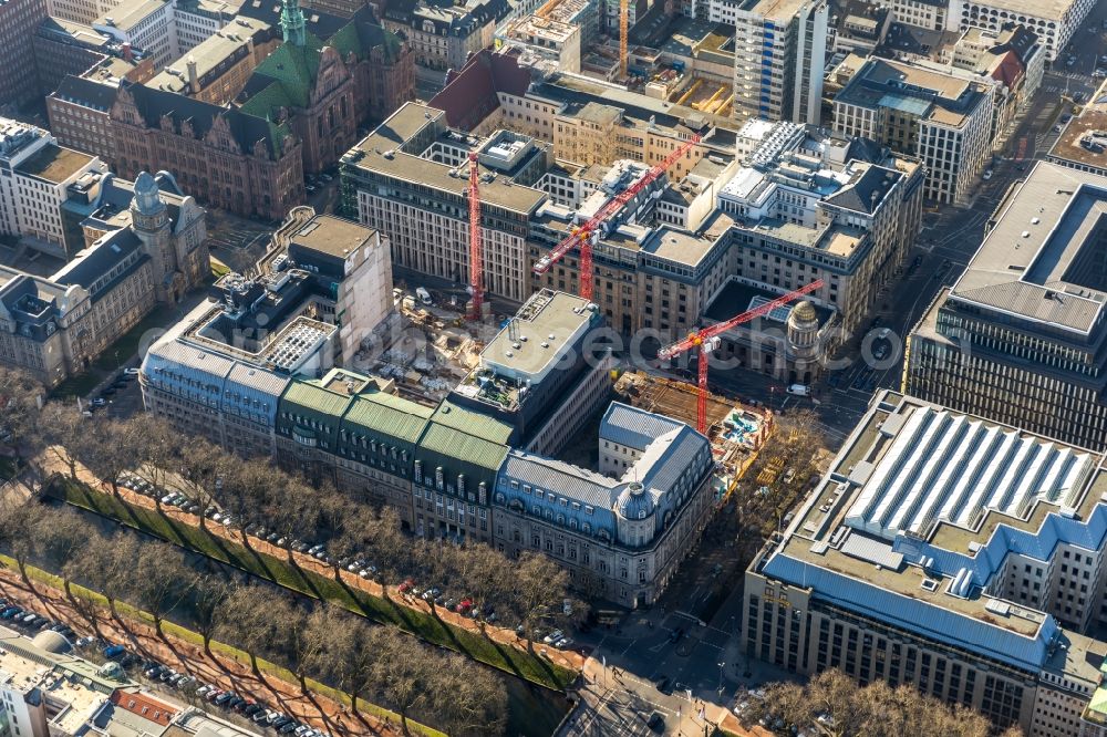 Düsseldorf from above - Construction site to build a new office and commercial building KOe-QUARTIER on Koenigsallee - Breite Strasse in Duesseldorf in the state North Rhine-Westphalia, Germany