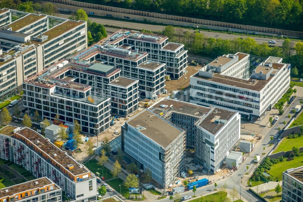 Essen from above - Construction site to build a new office and commercial building Silberkuhlsturm in Ruettenscheid in Essen in the state North Rhine-Westphalia, Germany