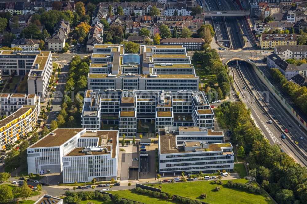 Aerial image Essen - Construction site to build a new office and commercial building Silberkuhlsturm in Ruettenscheid in Essen in the state North Rhine-Westphalia, Germany