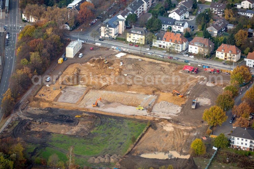 Aerial photograph Bochum - Construction site to build a new office and commercial building of Vonovia Zentrale in Bochum in the state North Rhine-Westphalia