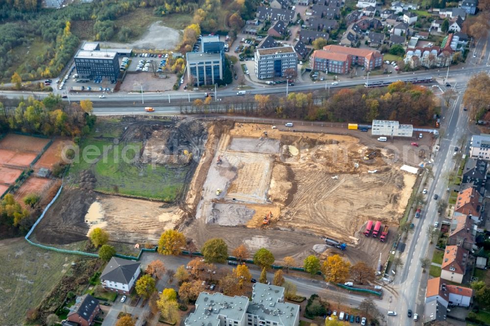 Bochum from above - Construction site to build a new office and commercial building of Vonovia Zentrale in Bochum in the state North Rhine-Westphalia