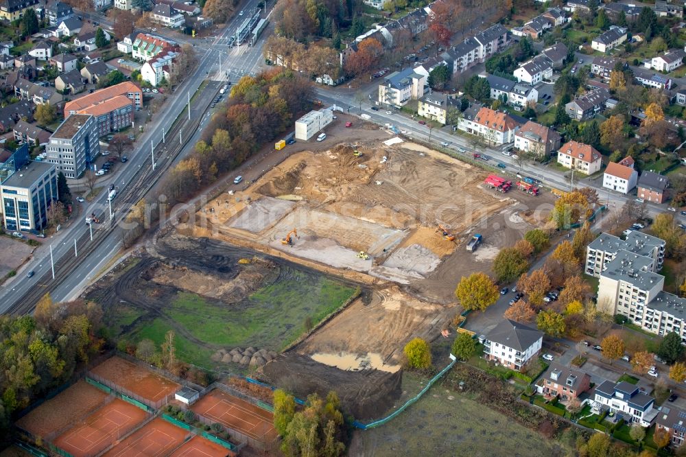 Bochum from the bird's eye view: Construction site to build a new office and commercial building of Vonovia Zentrale in Bochum in the state North Rhine-Westphalia