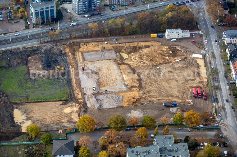 Aerial image Bochum - Construction site to build a new office and commercial building of Vonovia Zentrale in Bochum in the state North Rhine-Westphalia