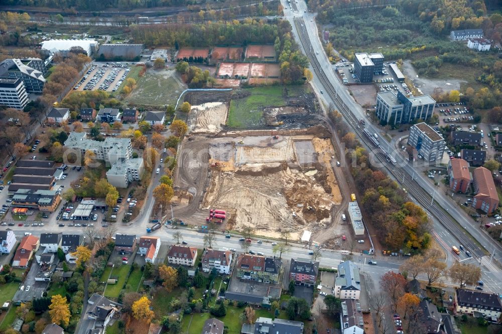 Aerial photograph Bochum - Construction site to build a new office and commercial building of Vonovia Zentrale in Bochum in the state North Rhine-Westphalia