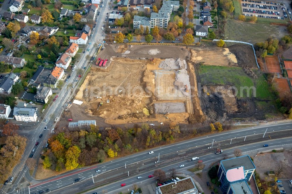 Aerial image Bochum - Construction site to build a new office and commercial building of Vonovia Zentrale in Bochum in the state North Rhine-Westphalia