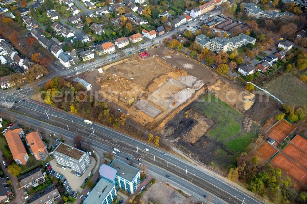 Bochum from above - Construction site to build a new office and commercial building of Vonovia Zentrale in Bochum in the state North Rhine-Westphalia