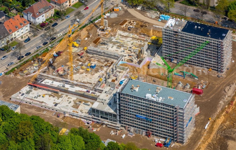 Aerial image Bochum - Construction site to build a new office and commercial building of Vonovia Zentrale in Bochum in the state North Rhine-Westphalia