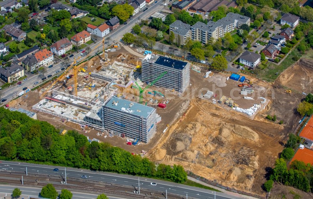 Aerial photograph Bochum - Construction site to build a new office and commercial building of Vonovia Zentrale in Bochum in the state North Rhine-Westphalia