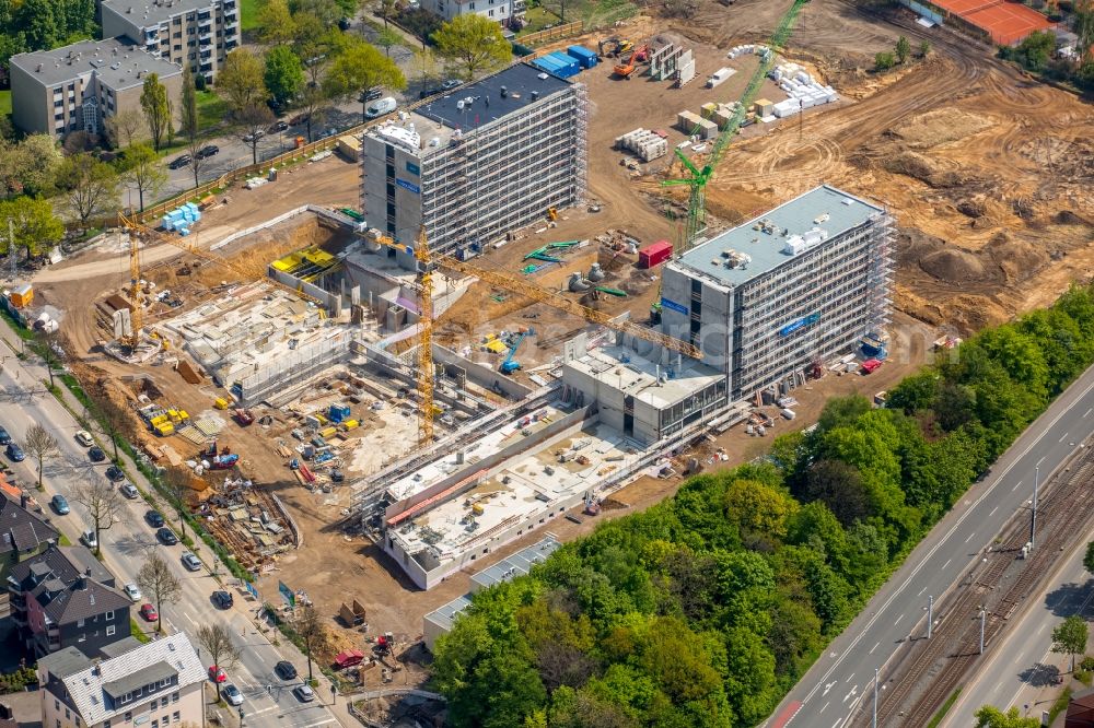 Aerial image Bochum - Construction site to build a new office and commercial building of Vonovia Zentrale in Bochum in the state North Rhine-Westphalia