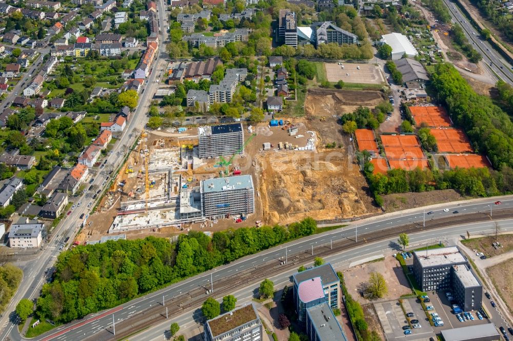 Aerial photograph Bochum - Construction site to build a new office and commercial building of Vonovia Zentrale in Bochum in the state North Rhine-Westphalia