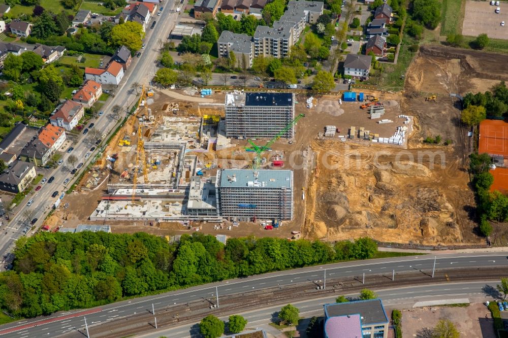 Bochum from above - Construction site to build a new office and commercial building of Vonovia Zentrale in Bochum in the state North Rhine-Westphalia