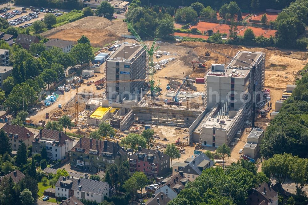 Aerial photograph Bochum - Construction site to build a new office and commercial building of Vonovia Zentrale in Bochum in the state North Rhine-Westphalia