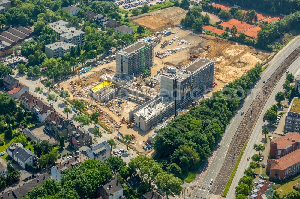 Bochum from the bird's eye view: Construction site to build a new office and commercial building of Vonovia Zentrale in Bochum in the state North Rhine-Westphalia