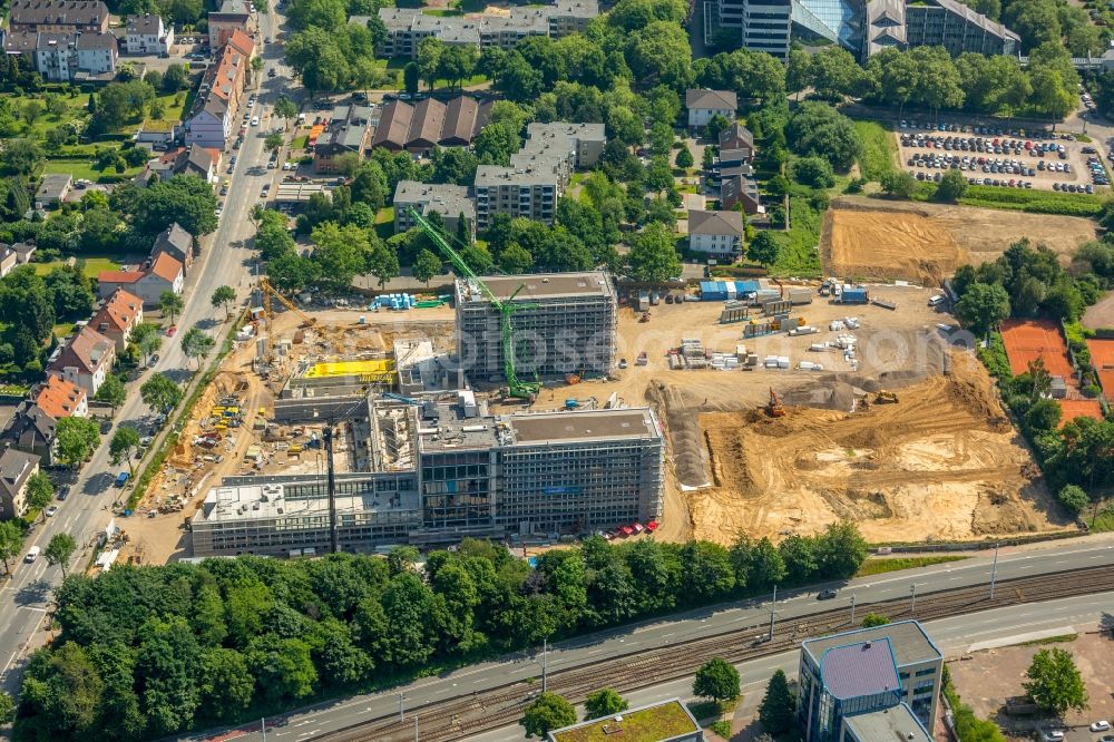 Aerial image Bochum - Construction site to build a new office and commercial building of Vonovia Zentrale in Bochum in the state North Rhine-Westphalia