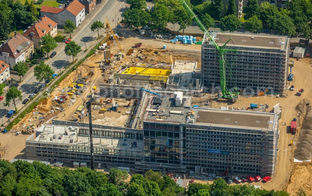 Aerial photograph Bochum - Construction site to build a new office and commercial building of Vonovia Zentrale in Bochum in the state North Rhine-Westphalia