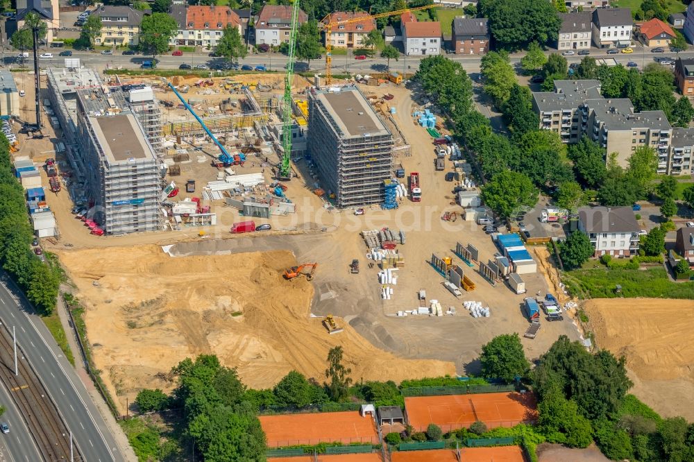 Aerial photograph Bochum - Construction site to build a new office and commercial building of Vonovia Zentrale in Bochum in the state North Rhine-Westphalia