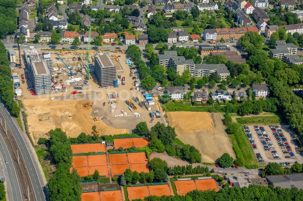 Bochum from above - Construction site to build a new office and commercial building of Vonovia Zentrale in Bochum in the state North Rhine-Westphalia