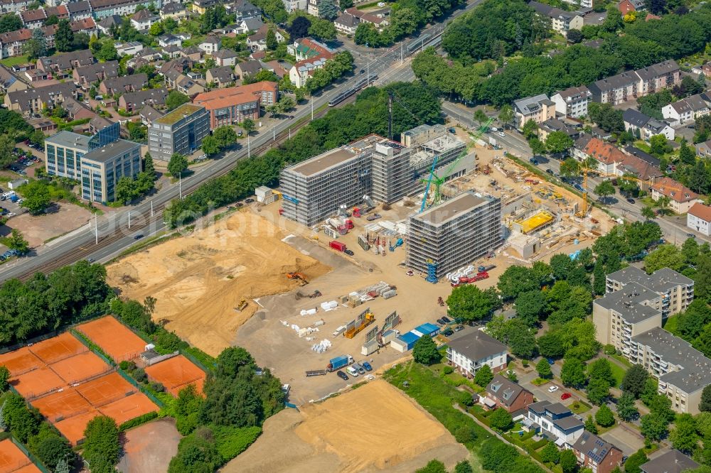 Aerial image Bochum - Construction site to build a new office and commercial building of Vonovia Zentrale in Bochum in the state North Rhine-Westphalia